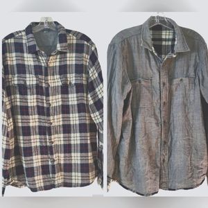 Tailor Vintage men's reversible plaid long sleeve shirt, L